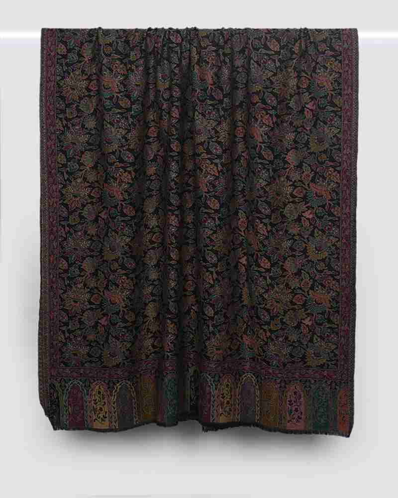 Pashmina Wool Kani Shawl Black