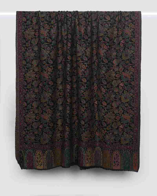 Pashmina Wool Kani Shawl Black