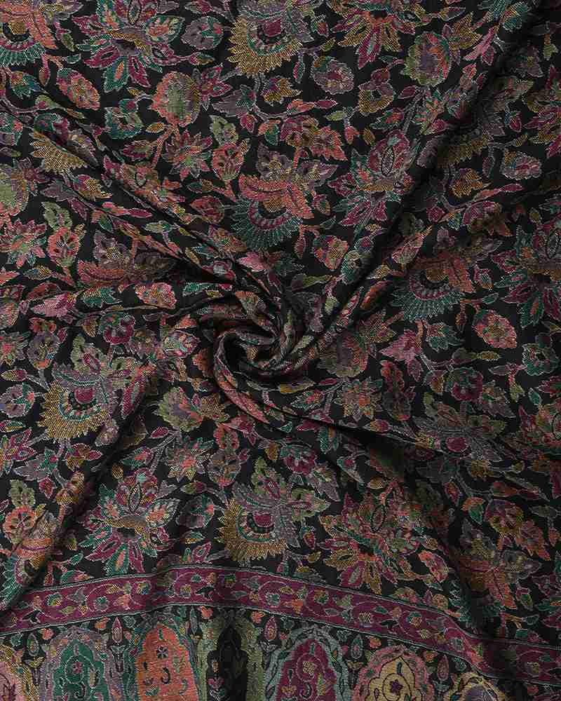 Pashmina Wool Kani Shawl Black