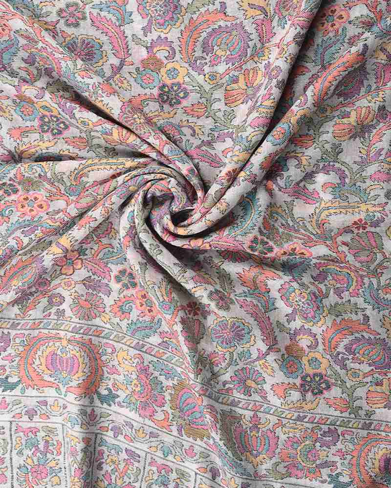 Pashmina Wool Kani Shawl White
