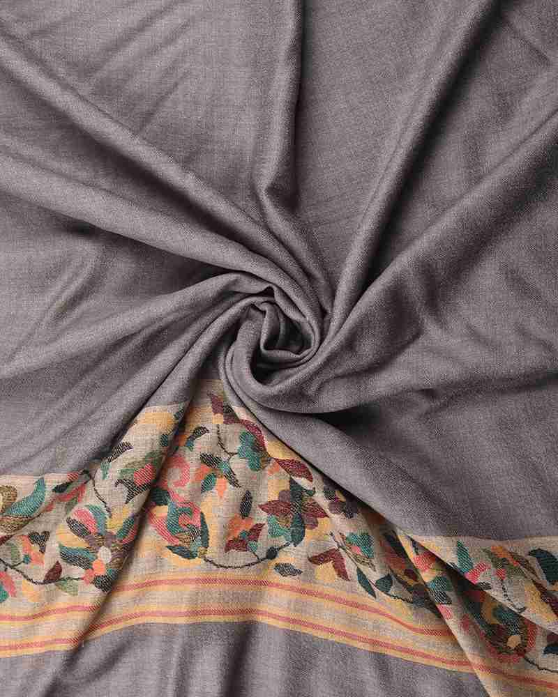 Pashmina Wool Gulab Palla Shawl Grey
