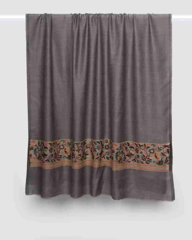 Pashmina Wool Gulab Palla Shawl Grey
