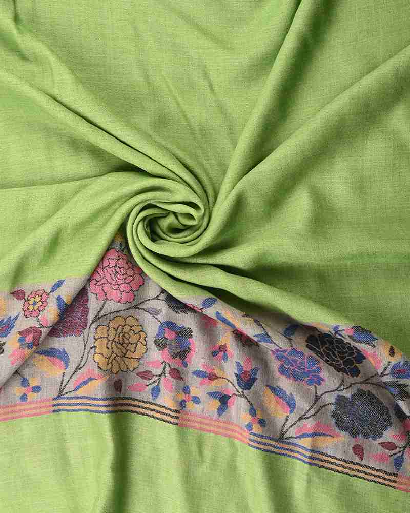 Pashmina Wool Gulab Palla Shawl Green