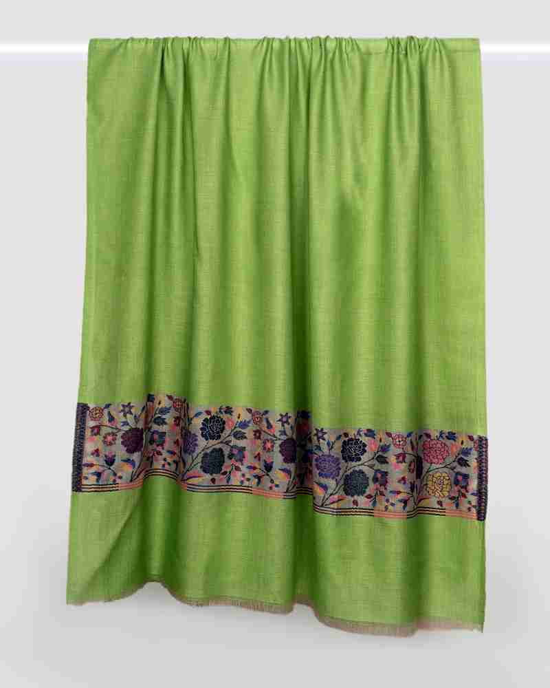 Pashmina Wool Gulab Palla Shawl Green