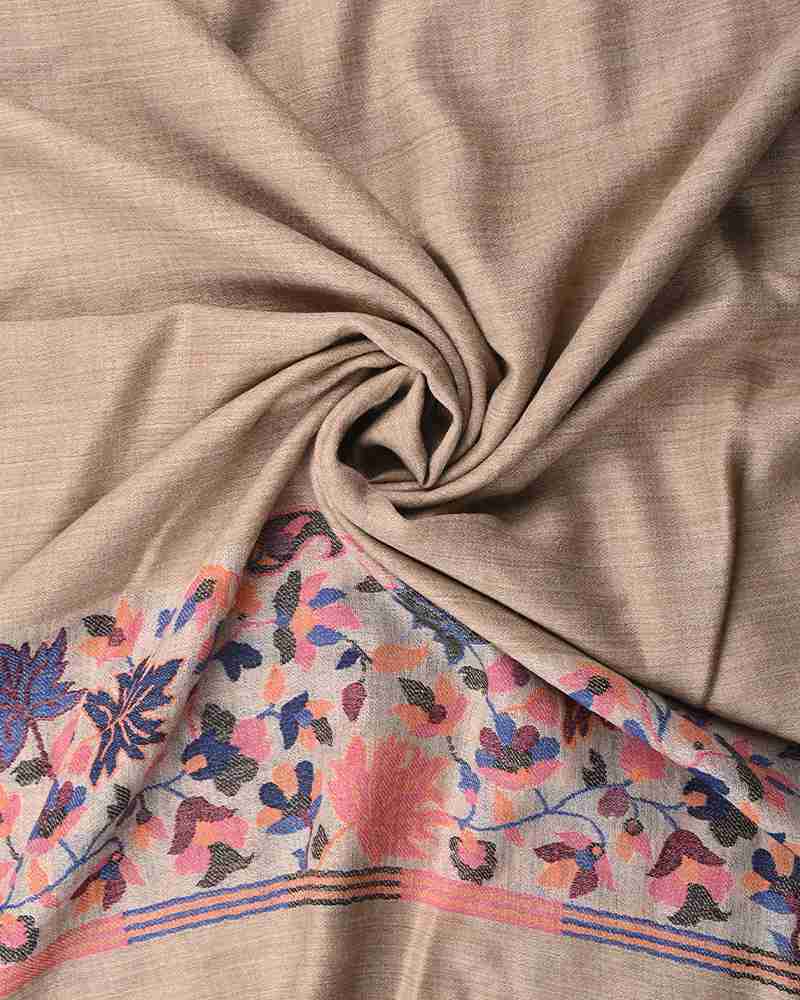 Pashmina Wool Gulab Palla Shawl Beige