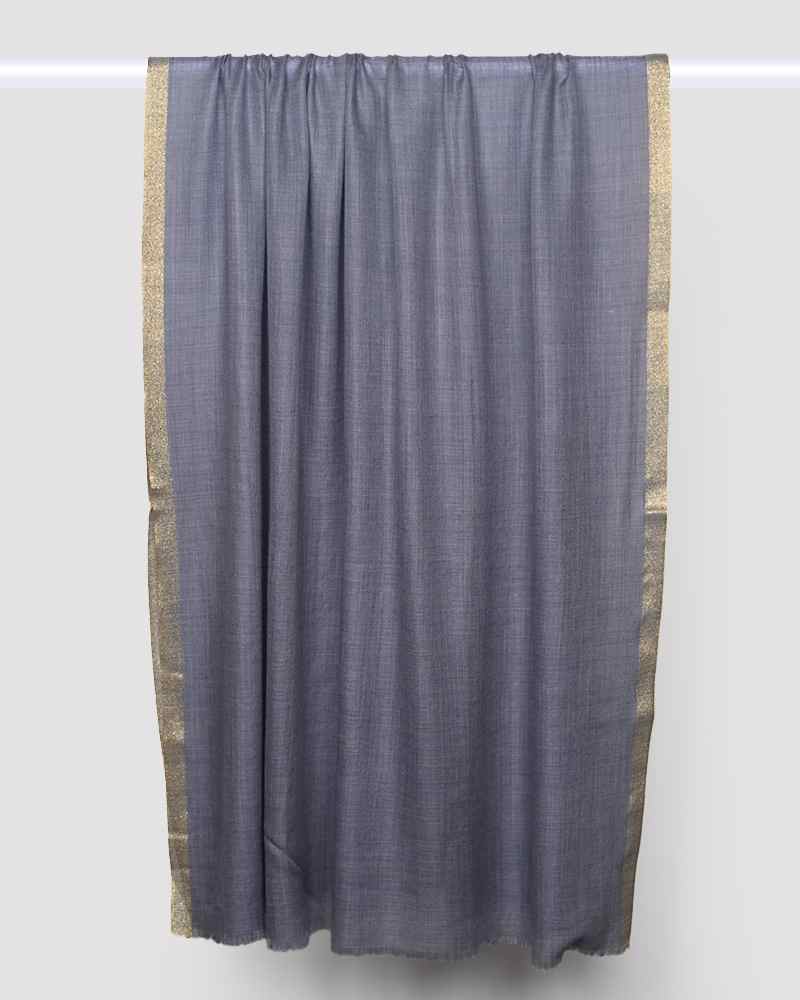 Pashmina Wool Zari Kandi Border Shawl Grey