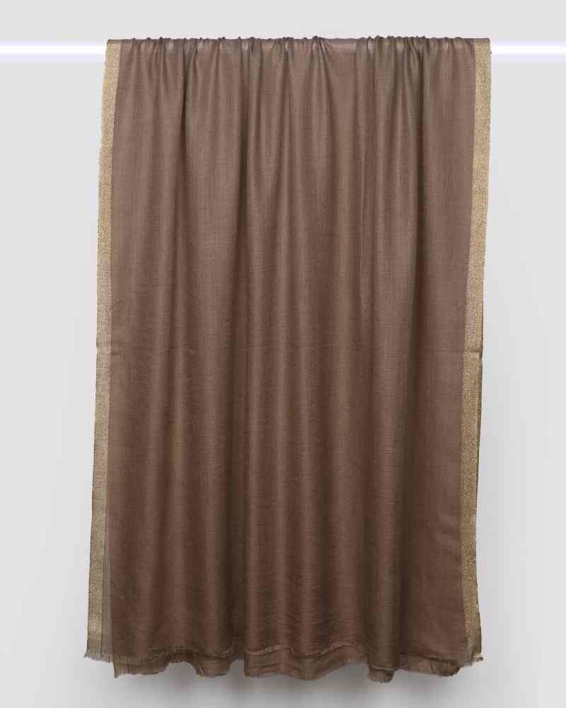 Pashmina Wool Zari Kandi Border Shawl Golden