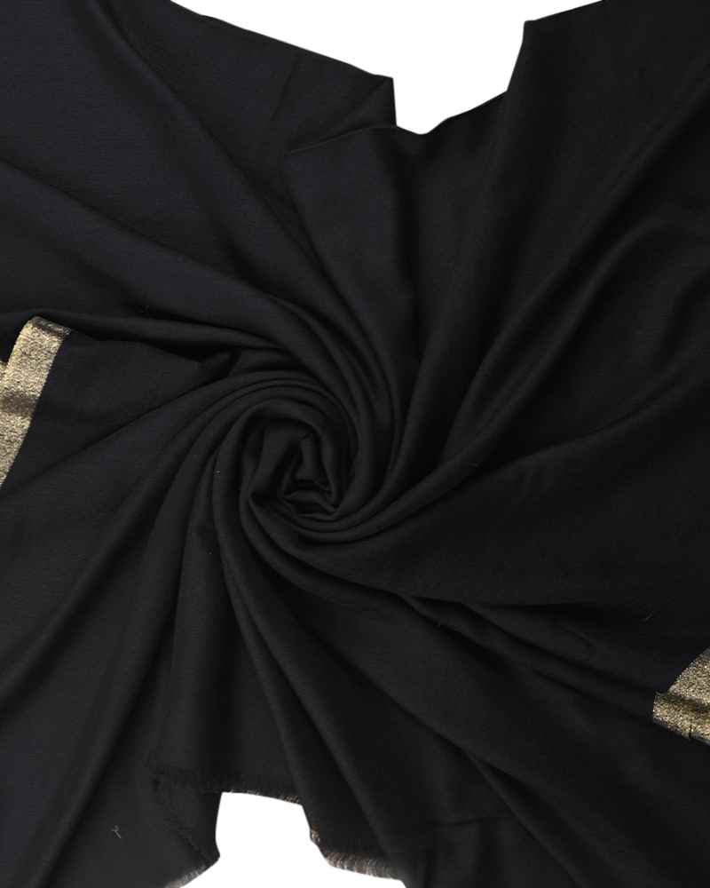 Pashmina Wool Zari Kandi Border Shawl Black
