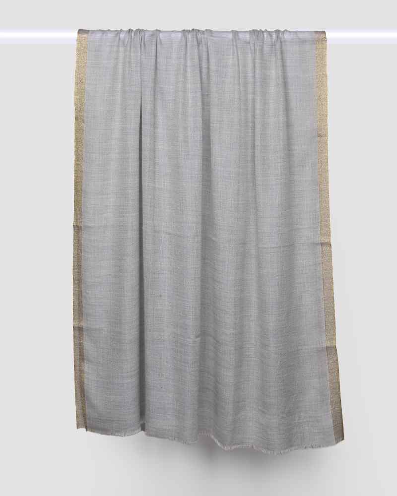 Pashmina Wool Zari Kandi Border Shawl Beige