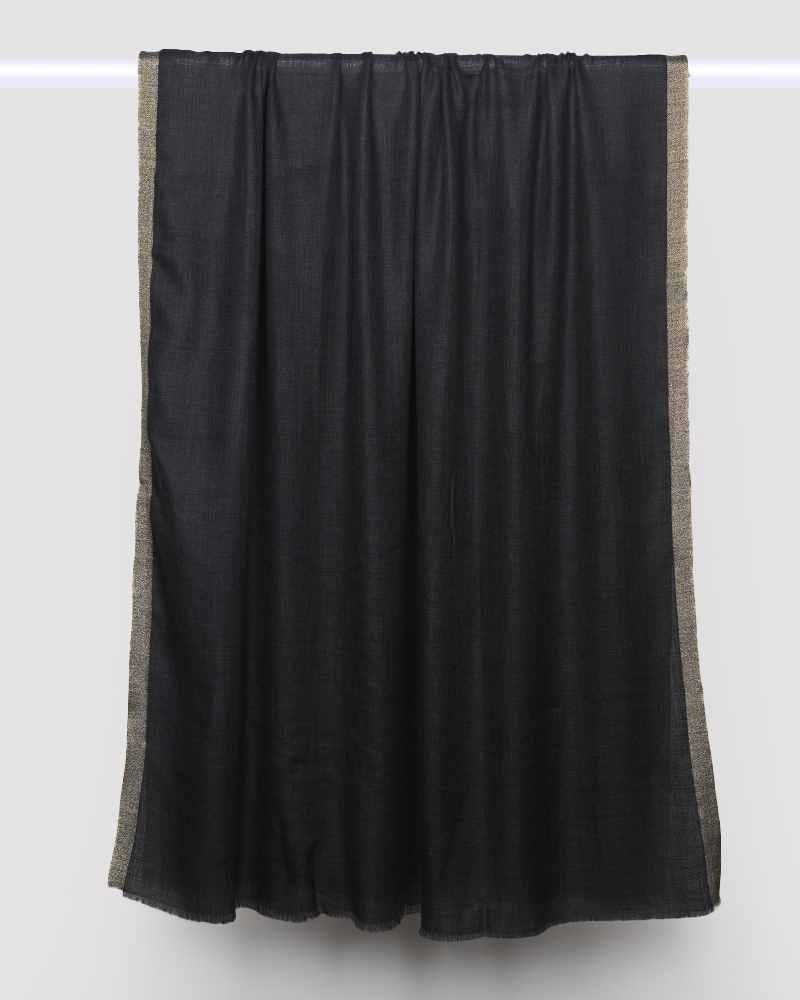 Pashmina Wool Zari Kandi Border Shawl Grey