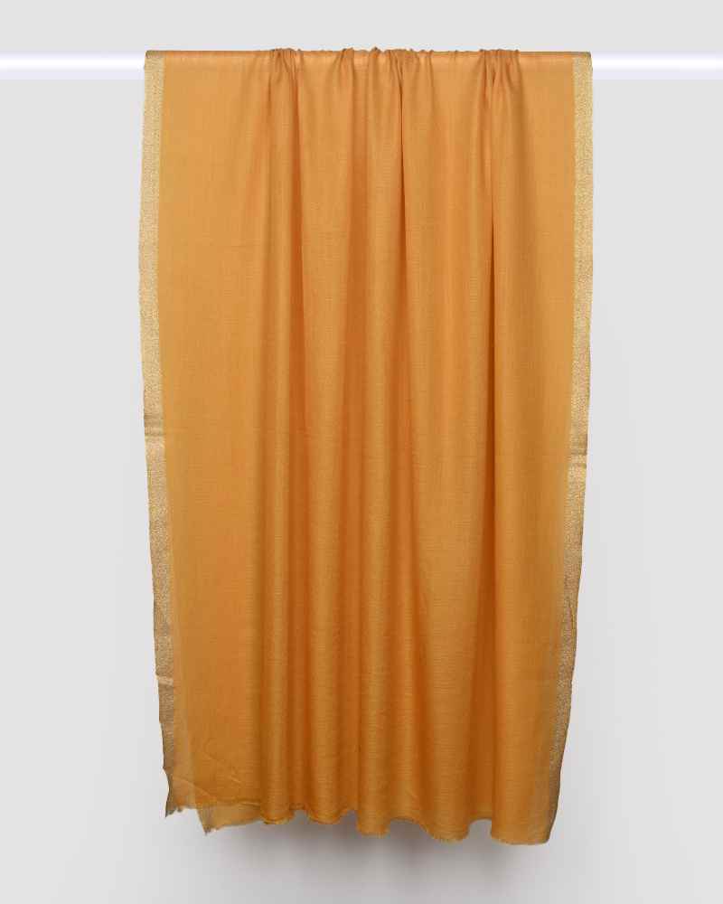 Pashmina Wool Zari Kandi Border Shawl Yellow