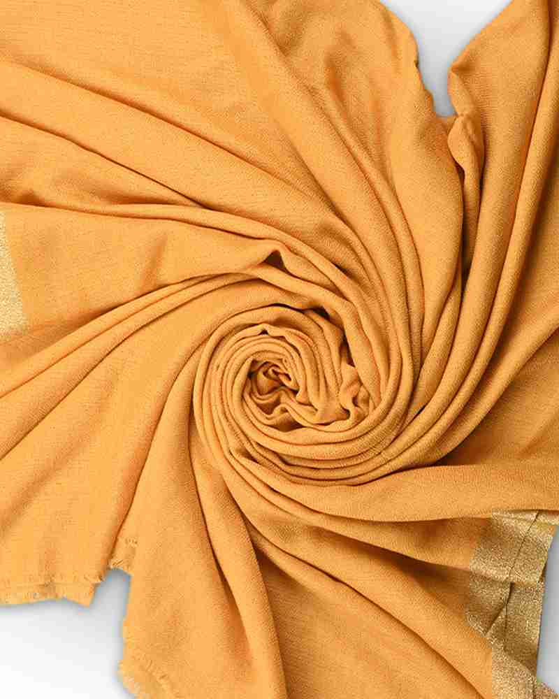 Pashmina Wool Zari Kandi Border Shawl Yellow