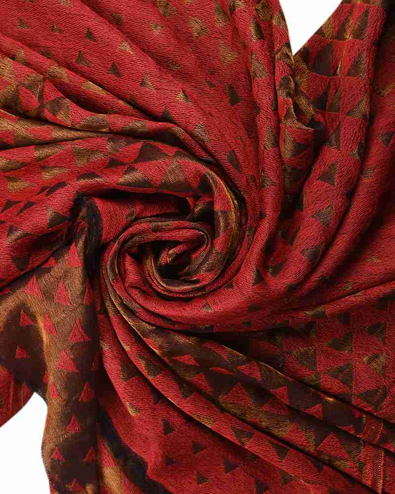 Maroon Pashmina Wool Zari Pyramid Shawl for Women – Soft Lightweight Luxury Winter Wrap