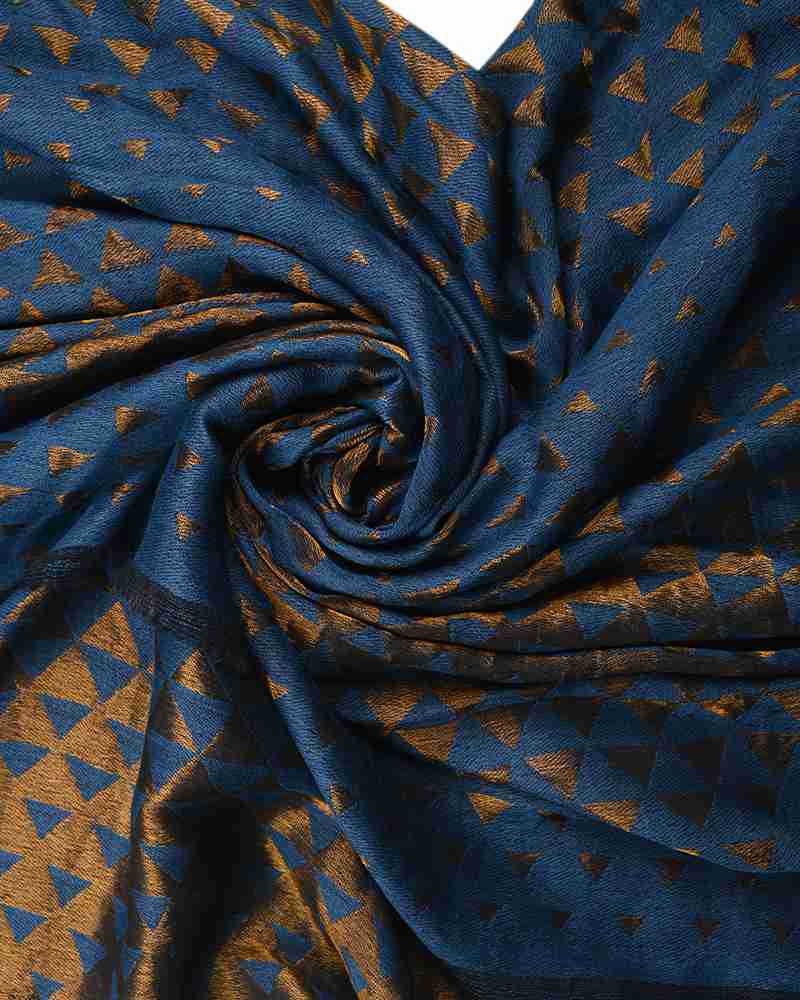 Pashmina Wool Zari Pyramid Shawl Blue