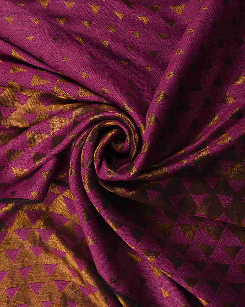 Pashmina Wool Zari Pyramid Shawl Magenta Pink