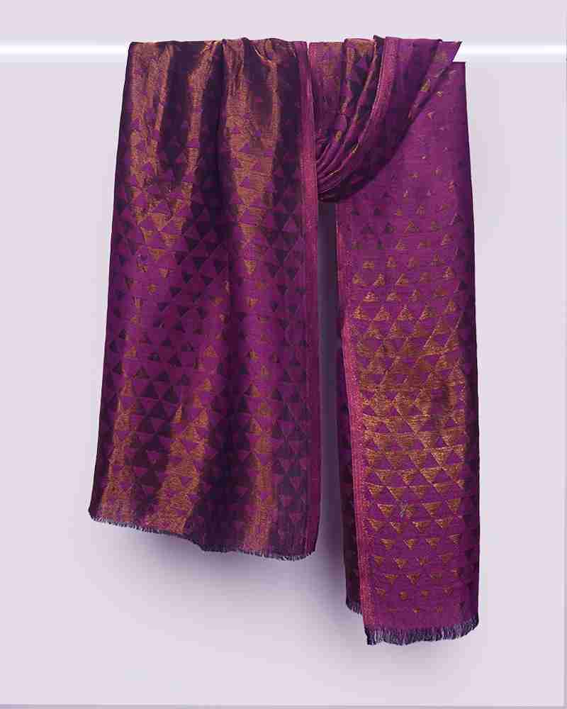 Pashmina Wool Zari Pyramid Shawl Magenta Pink