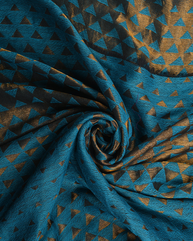 Pashmina Wool Zari Pyramid Shawl Turquoise