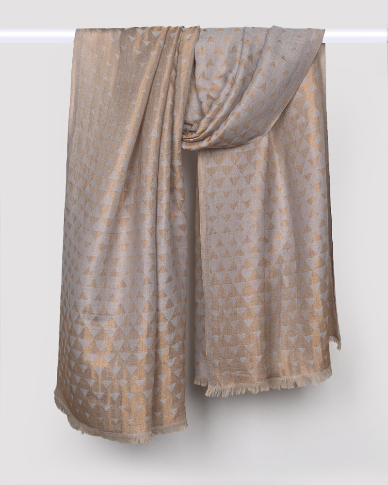 Pashmina Wool Zari Pyramid Shawl Cream