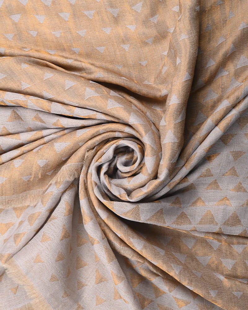 Pashmina Wool Zari Pyramid Shawl Cream