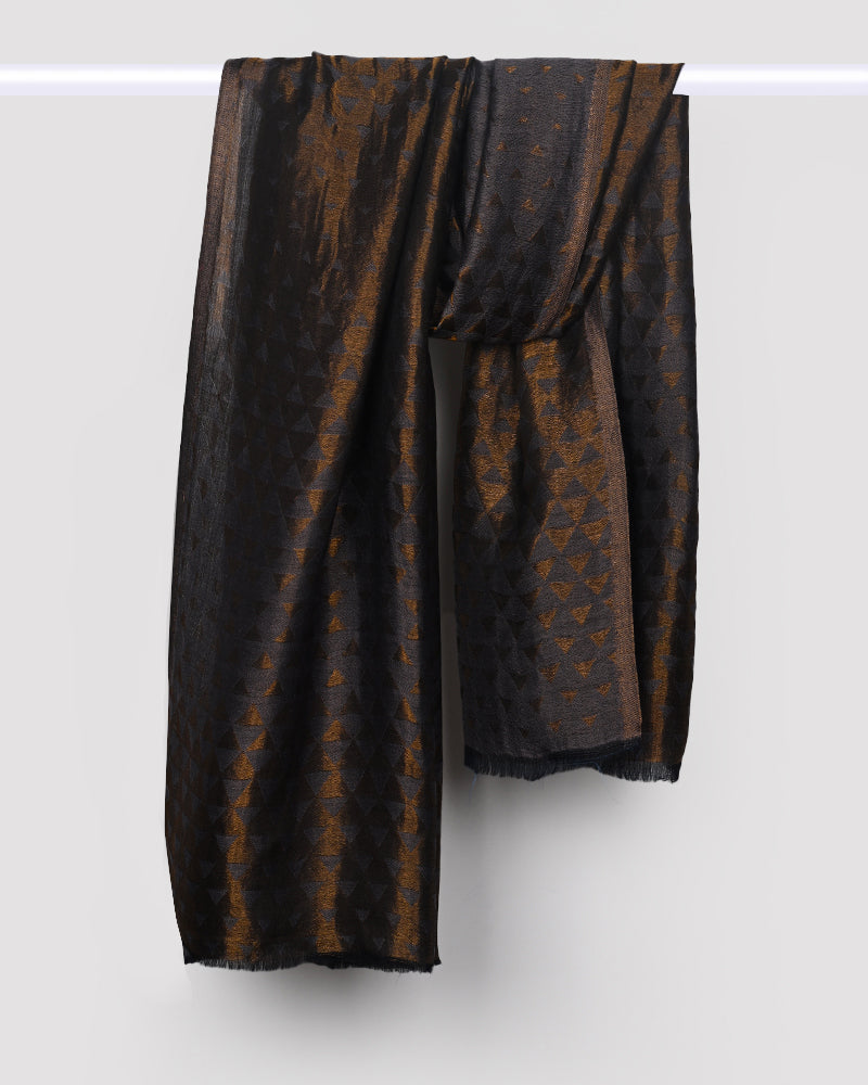 Pashmina Wool Zari Pyramid Shawl Grey