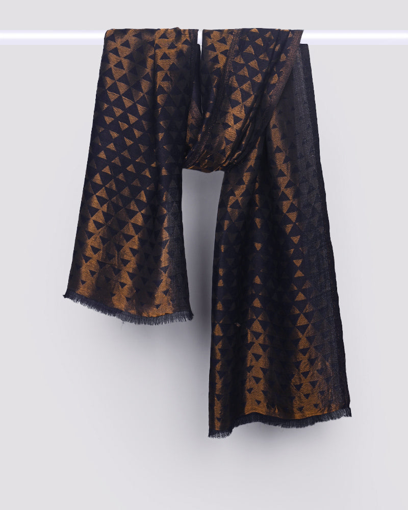 Pashmina Wool Zari Pyramid Shawl Navy Blue