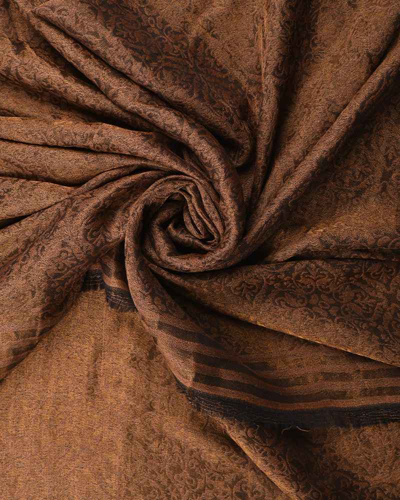 Pashmina Wool Self Zari Shawl Brown