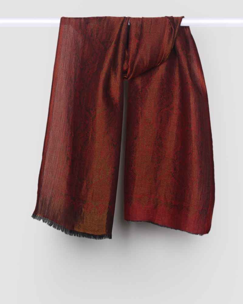 Pashmina Wool Self Zari Shawl Maroon