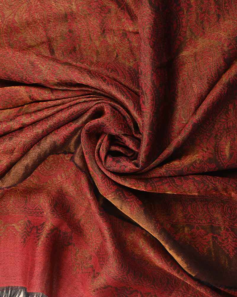Pashmina Wool Self Zari Shawl Maroon