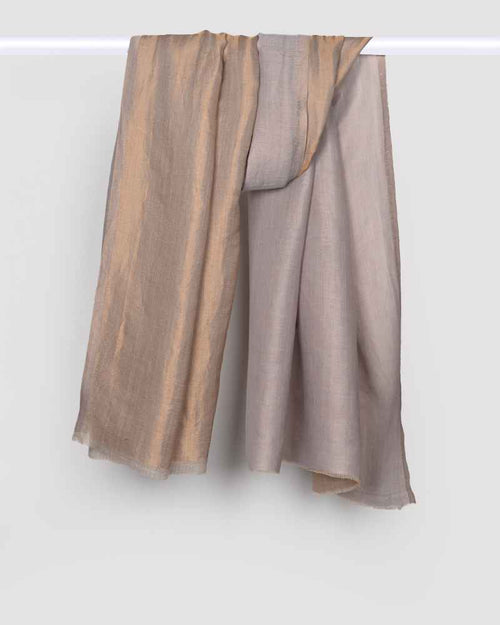 Pashmina Wool Plain Zari Reversible Shawl Light Grey