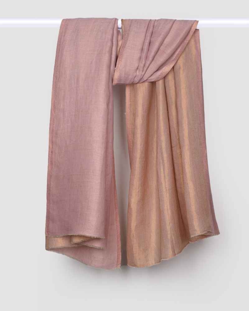 Pashmina Wool Plain Zari Reversible Shawl Pink