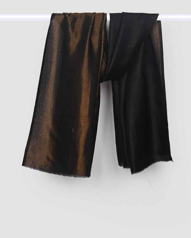 Pashmina Wool Plain Zari Reversible Shawl Black