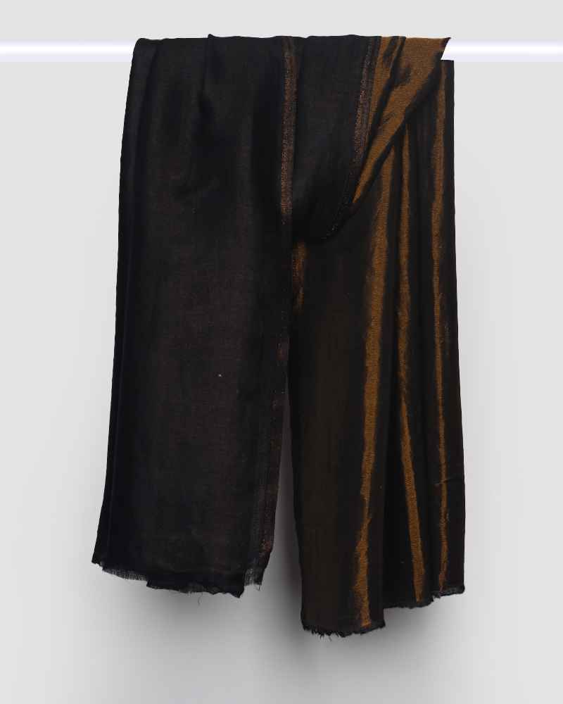 Pashmina Wool Plain Zari Reversible Shawl Navy Blue