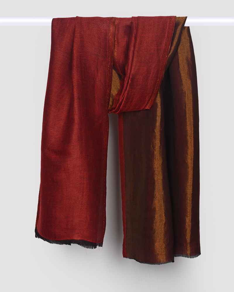Pashmina Wool Plain Zari Reversible Shawl Maroon