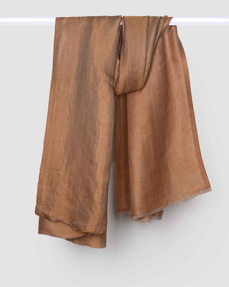 Pashmina Wool Plain Zari Reversible Shawl Rust