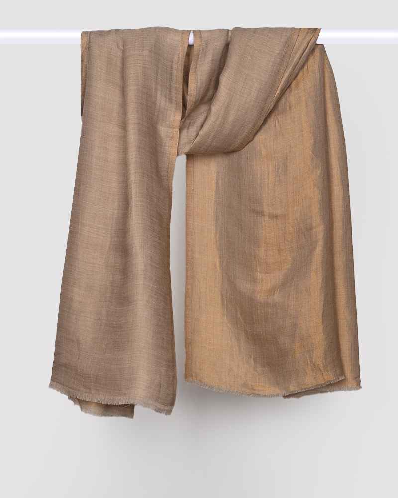 Pashmina Wool Plain Zari Reversible Shawl Golden