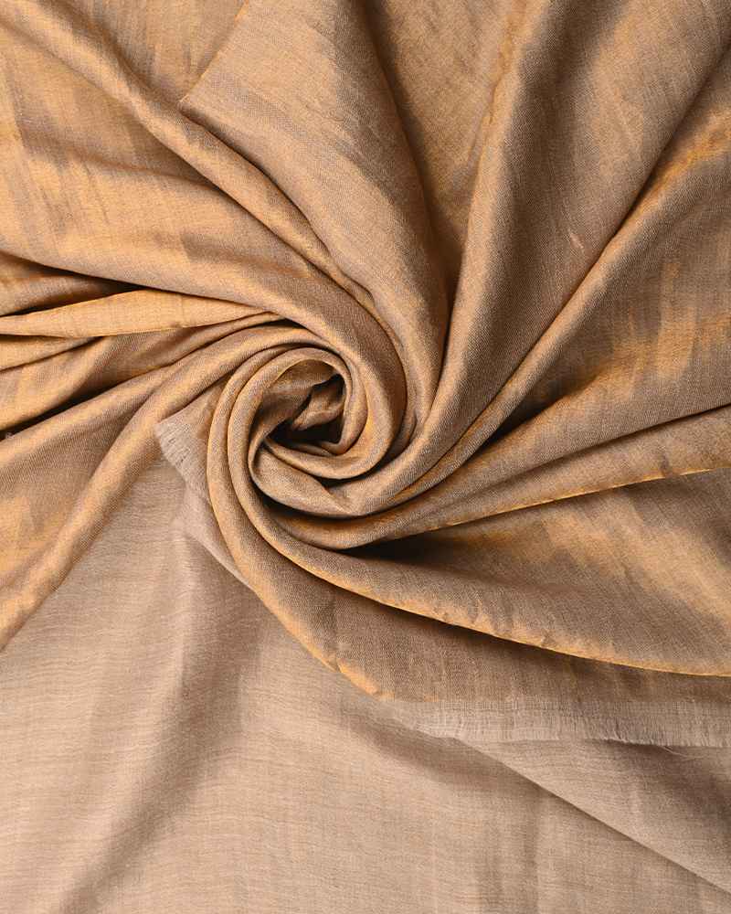 Pashmina Wool Plain Zari Reversible Shawl Golden