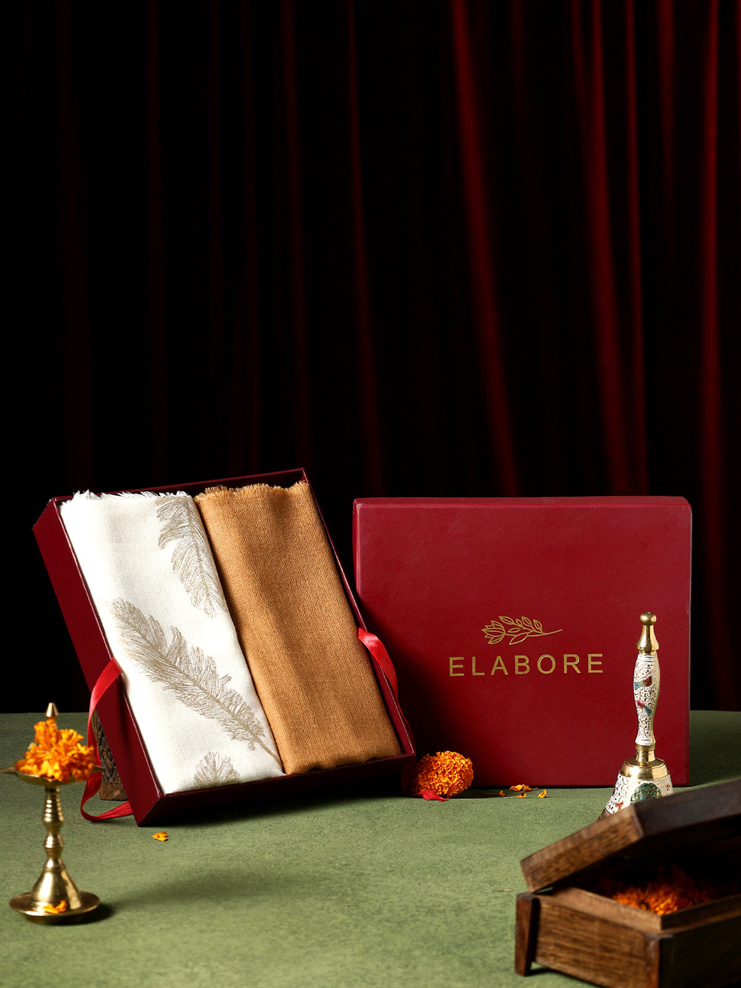 Women's Pashmina Wool Foil Print Stole & Gentlemen's Pashmina Wool Diamond Weave Muffler