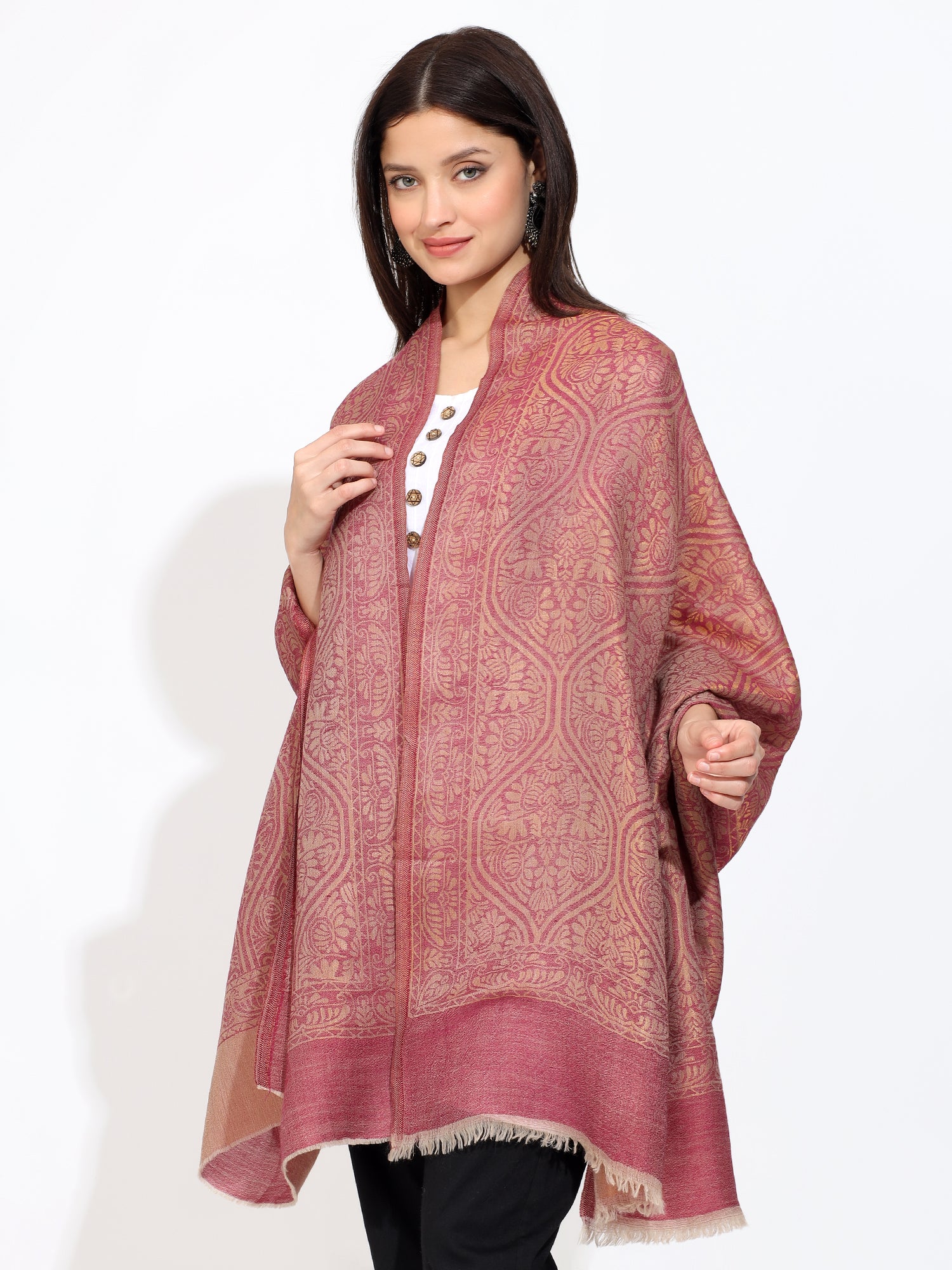 Pashmina Wool Self Zari Stole