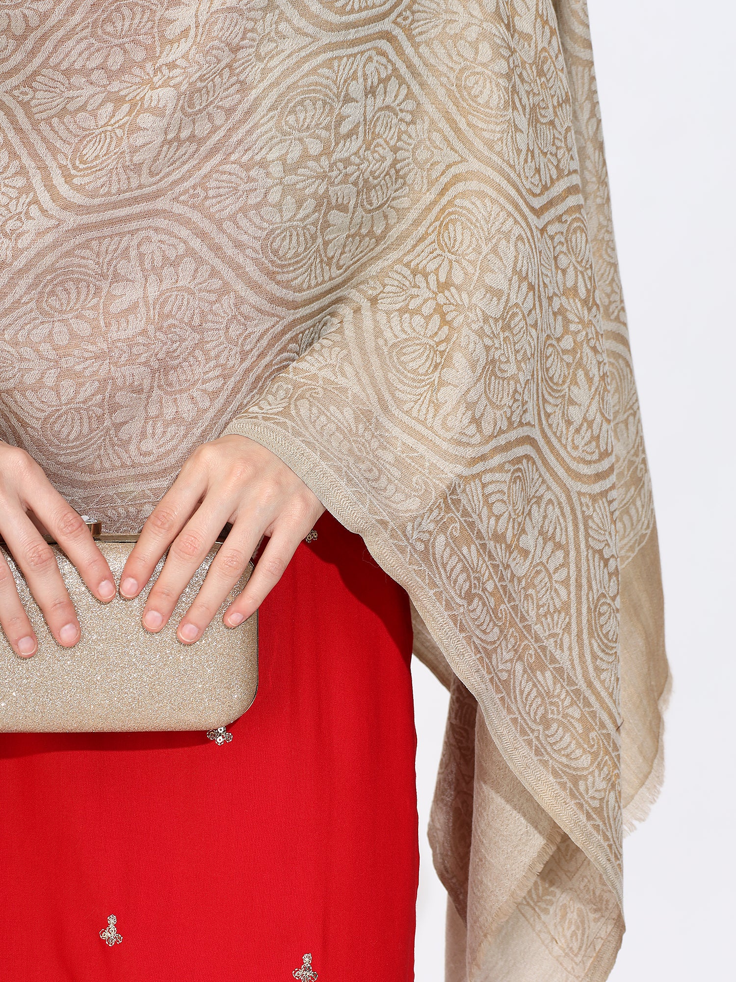 Pashmina Wool Self Zari Stole