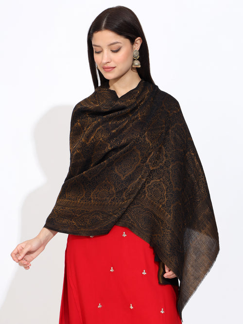Pashmina Wool Self Zari Stole