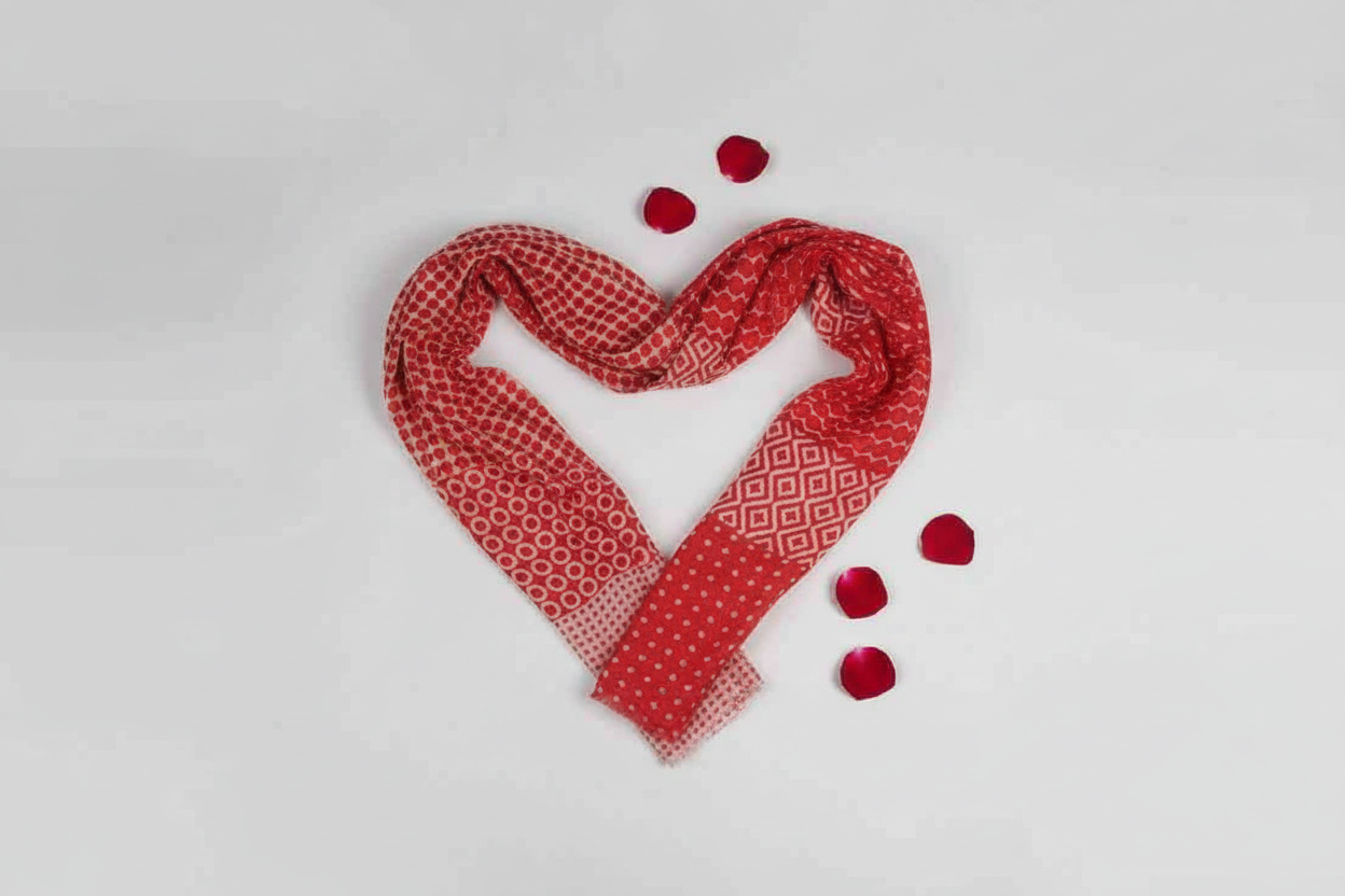 Red patterned scarf 