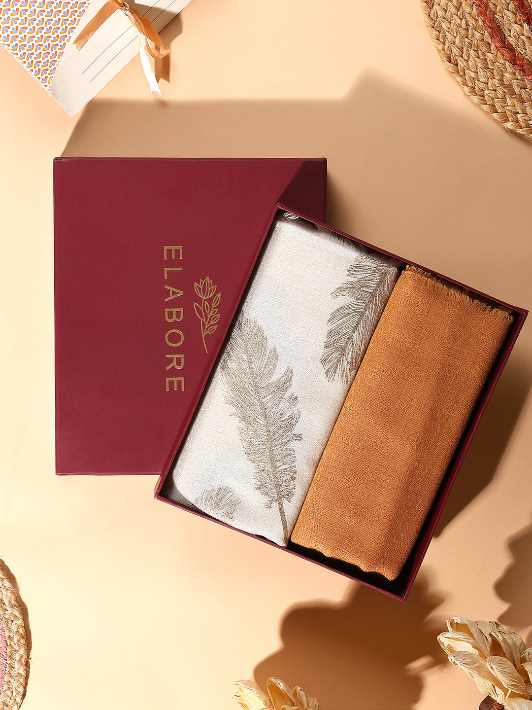 Women's Pashmina Wool Foil Print Stole & Gentlemen's Pashmina Wool Diamond Weave Muffler